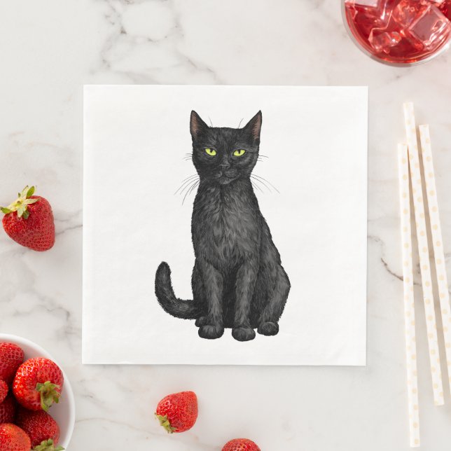 Black cat napkin (Insitu)