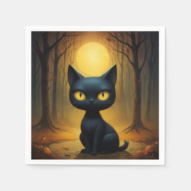 Black cat napkin (Front)