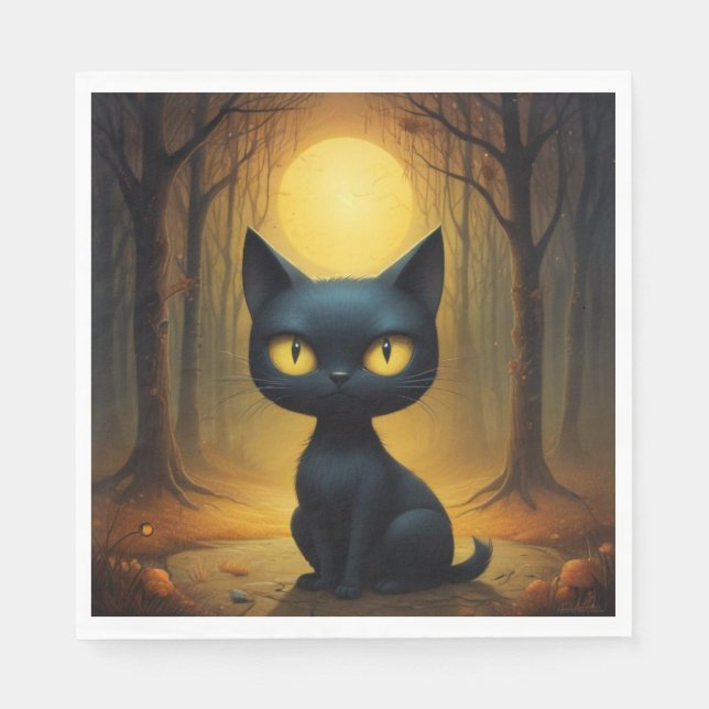 Black cat  napkin (Front)