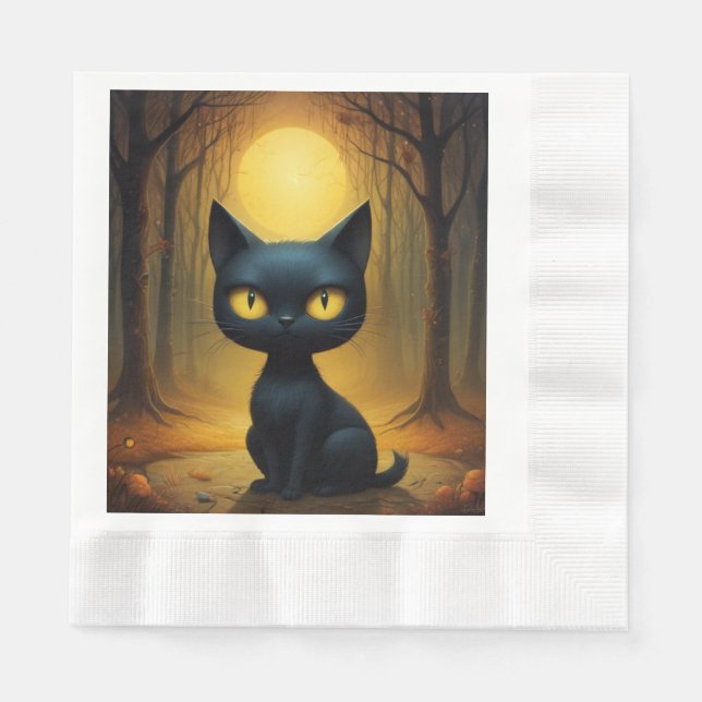 Black cat  napkin (Front)