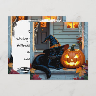 Black Cat Napping Pumpkin Halloween Personalized