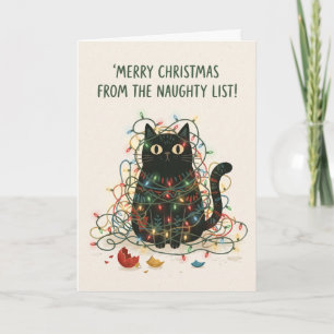 Black Cat Naughty List Christmas Card