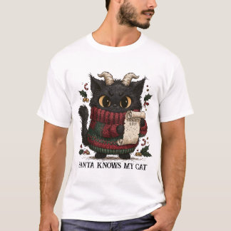 Black Cat Naughty List Christmas Shirt