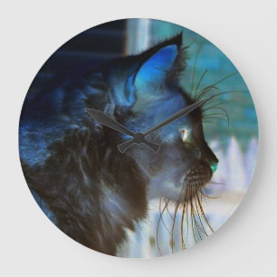Black Cat Negative Photo Wall Clock