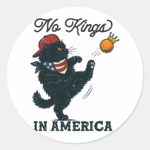 Black Cat No Kings In America Classic Round Sticker