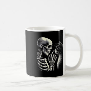 Black Cat Nose Skeleton Hand Funny Halloween Cat L Coffee Mug