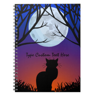 Black Cat Notebook Personalised Cat Art Notebook
