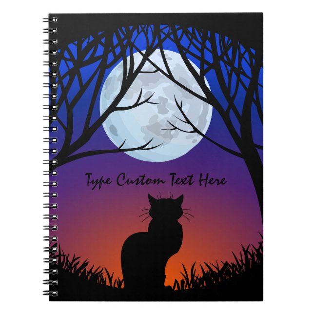 Black Cat Notebook Personalised Cat Art Notebook (Front)