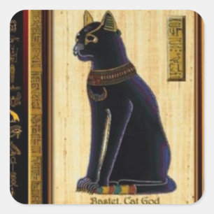 BLACK CAT OF THE LUCK SQUARE STICKER