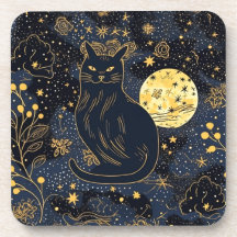 Black Cat of the Starry Skies Coaster