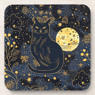 Black Cat of the Starry Skies Coaster