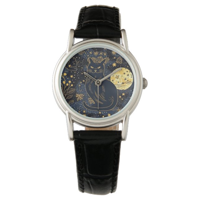 Black Cat of the Starry Skies eWatch Watch (Front)