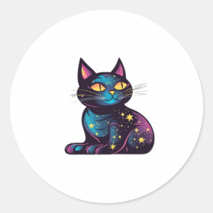 Black Cat of the Stars  Classic Round Sticker