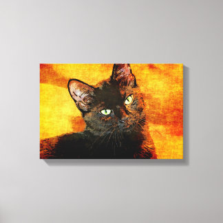 BLACK CAT OLIVE CANVAS PRINT