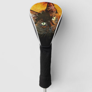 BLACK CAT OLIVE GOLF HEAD COVER