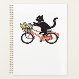 Black Cat on a Bicycle Black Cat Art Classic T-Sh Planner