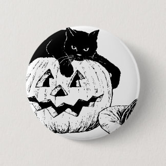 Black Cat On A Pumpkin 6 Cm Round Badge