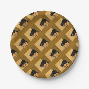 Black Cat on a Pumpkin Paper Plate