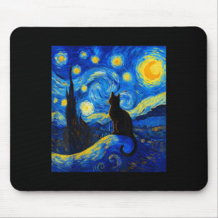 Black Cat On A Starry Night – Cat Lover Funny Van  Mouse Mat
