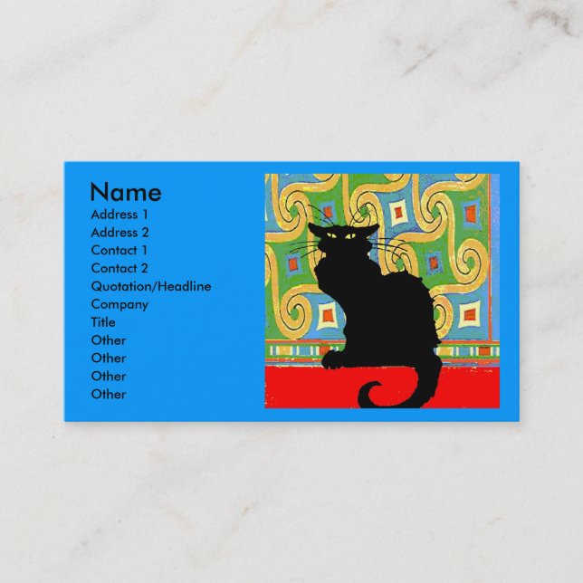 Black Cat on Abstract Business Card (Front)