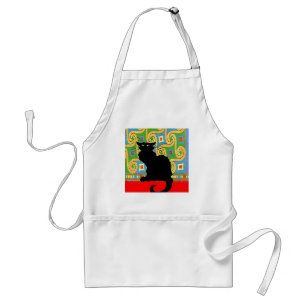 Black Cat on Abstract Wallpaper Standard Apron