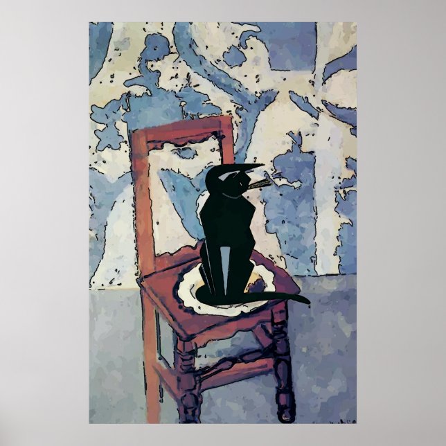 Black Cat on Chair Poster (Front)