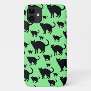 Black Cat on Green Background iPhone / iPad case