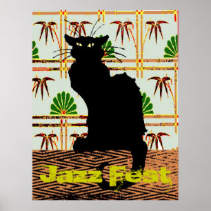 Black Cat on Japanese Wall Paper, Jazz Fest Poster