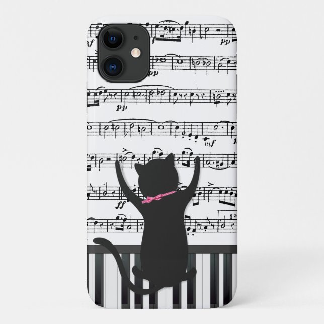 Black Cat On Piano Keys Case-Mate iPhone Case (Back)