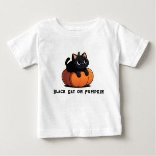 Black Cat on Pumpkin Baby T-Shirt