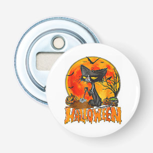 Black Cat On Pumpkin Full Moon Halloween Costume Bottle Opener