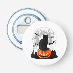 Black Cat On Pumpkin Full Moon Halloween Costume Bottle Opener