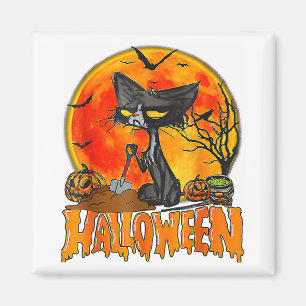 Black Cat On Pumpkin Full Moon Halloween Costume Magnet