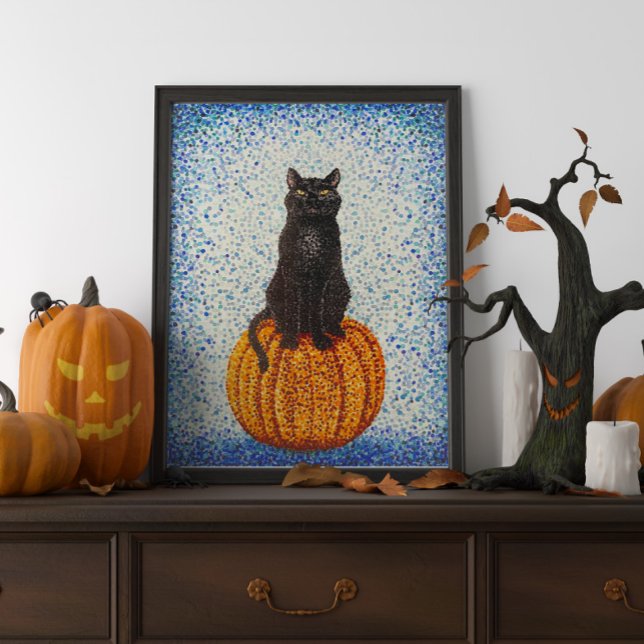 Black Cat on Pumpkin Halloween Poster (Creator Uploaded)