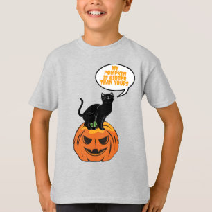 black cat on pumpkin, Halloween T-Shirt