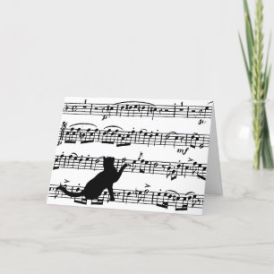 black cat on sheet music card