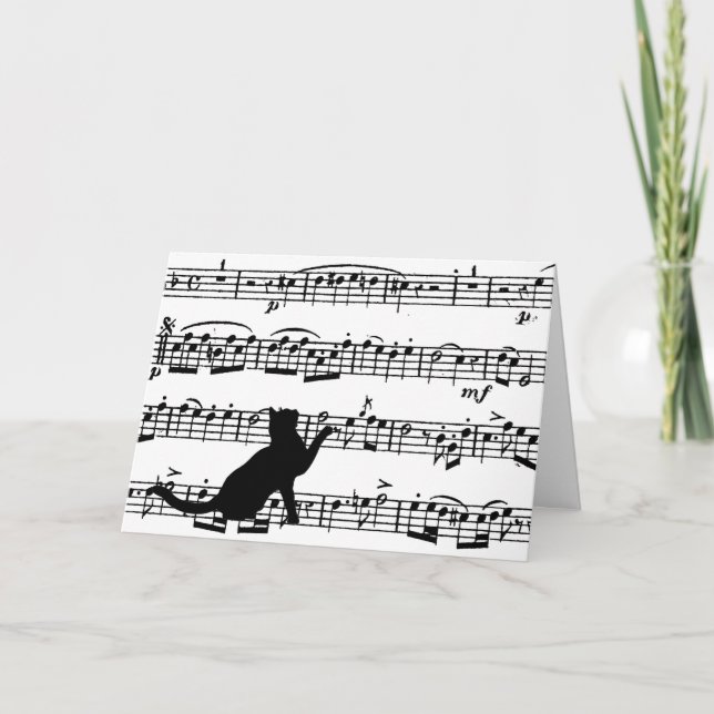 black cat on sheet music card (Front)