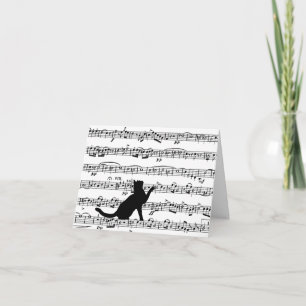 Black Cat On Sheet Music Card
