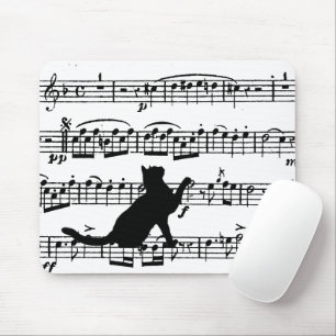 Black Cat On Sheet Music Mouse Mat