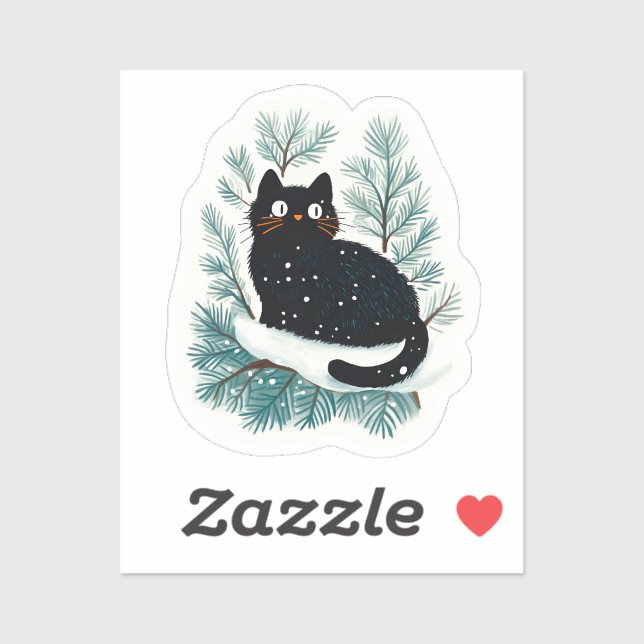Black cat on the Christmas tree cute (Sheet)