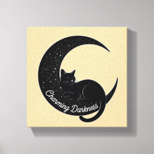 Black Cat on the Crescent Moon: Charm of Darkness  Canvas Print