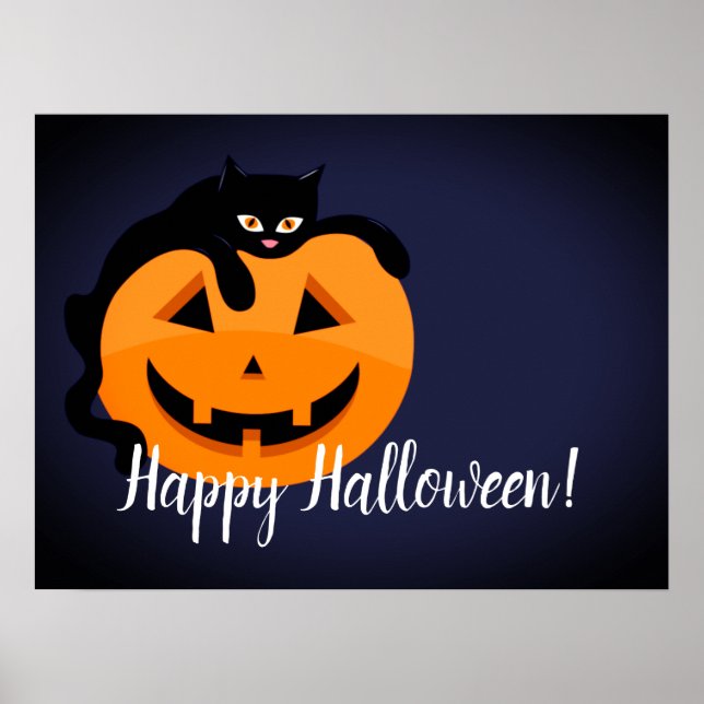 Black Cat on the Moon Halloween  Poster (Front)
