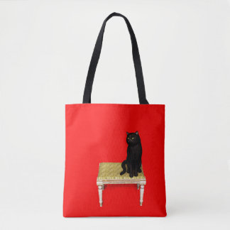 Black cat on the stool laptop sleeve tote bag