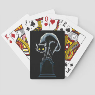 Black Cat on Tombstone Design Poker Playing Cards