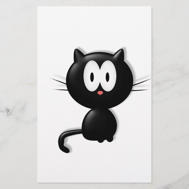 Black Cat on white background Stationery (Front)