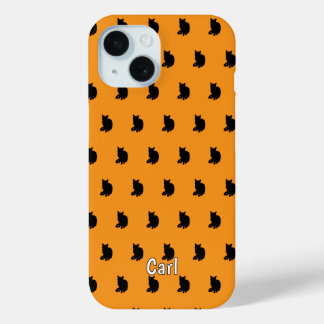 Black Cat (Orange) iPhone 15 Case