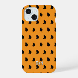 Black Cat (Orange) iPhone 15 Case