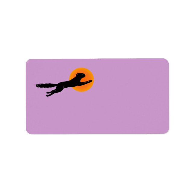 Black Cat Orange Moon Halloween Labels (Front)