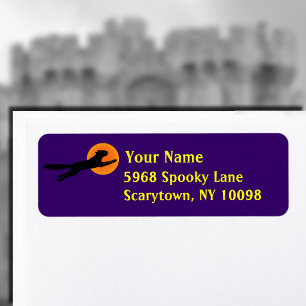 Black Cat Orange Moon Purple Halloween Labels
