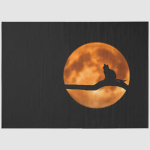 Black Cat Orange Moon Tissue Paper